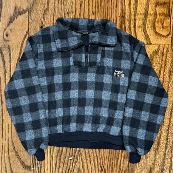 Vintage 80’s Seagrams Canadian Hunter Whiskey Plaid Pullover Jacket - Picture 1 of 7